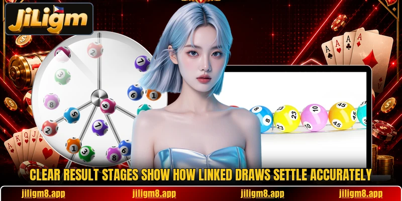 Clear result stages show how linked draws settle accurately