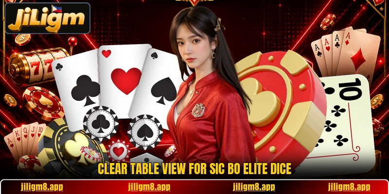 Clear table view for Sic Bo Elite Dice