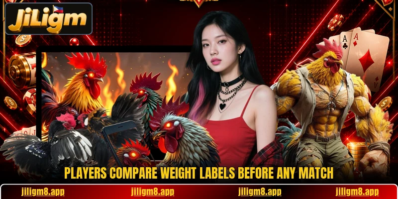Players compare weight labels before any match