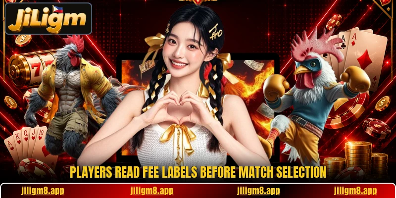 Players read fee labels before match selection